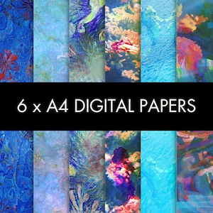 Under The Sea Digital Papers, A4 Ocean Themed Backgrounds, Instant Download Craft Papers, Digital Paper Sea, Underwater Patterns