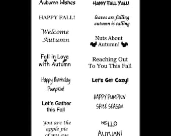 Autumn Sentiments JPG Digital Sheet, Autumn Cardmaking, Printable Fall Sentiments, Fall Words And Phrases, Words For Cards