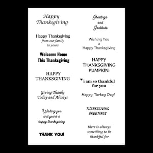 Feuille numérique de sentiments de Thanksgiving, mots et expressions pour Thanksgiving, sentiments à imprimer pour la fabrication de cartes, mots numériques, cartes d'automne à faire soi-même
