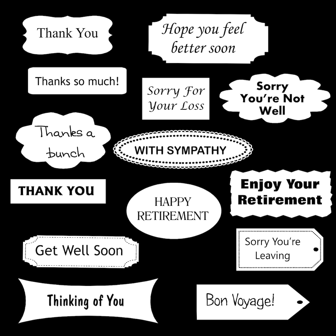 Mixed Sentiments Digital Sheet, Printable Words and Phrases, Cardmaker ...