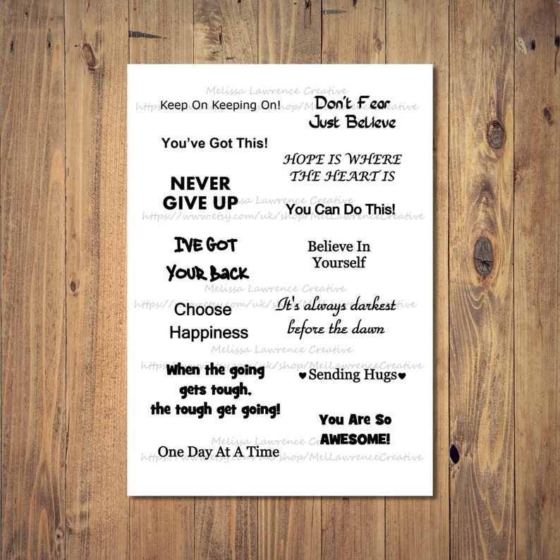 Encouraging Sentiments Digital Sheet, Printable Card Sentiments, Card ...