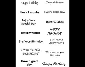 Birthday Sentiments JPG Sheet, Ready To Print Words And Phrases, Cardmaking Sentiments, Word Art Sentiments, DIY Cards, Digital Crafting