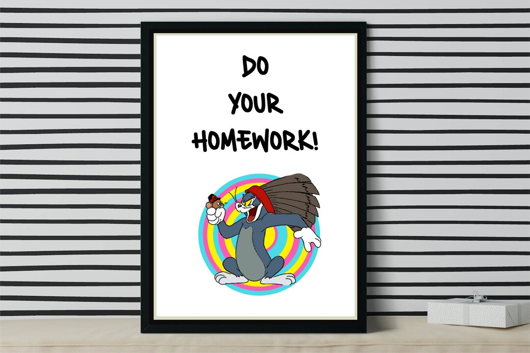 Tom and Jerry Do Your Homework Digital Print Instant Download, A4 Unframed Print, Kids Room ...