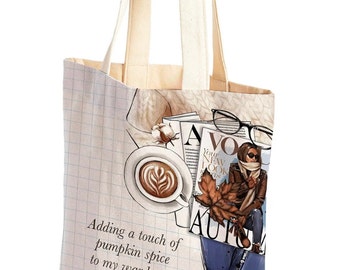 AUTUMN Canvas Shopping Bags • Reusable Double Printed Canvas Tote Bag