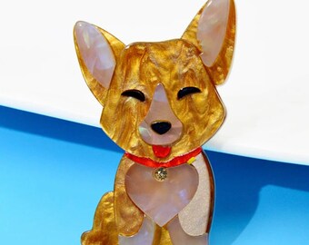 Acrylic Puppy Brooch: Vintage Style Dog Pin