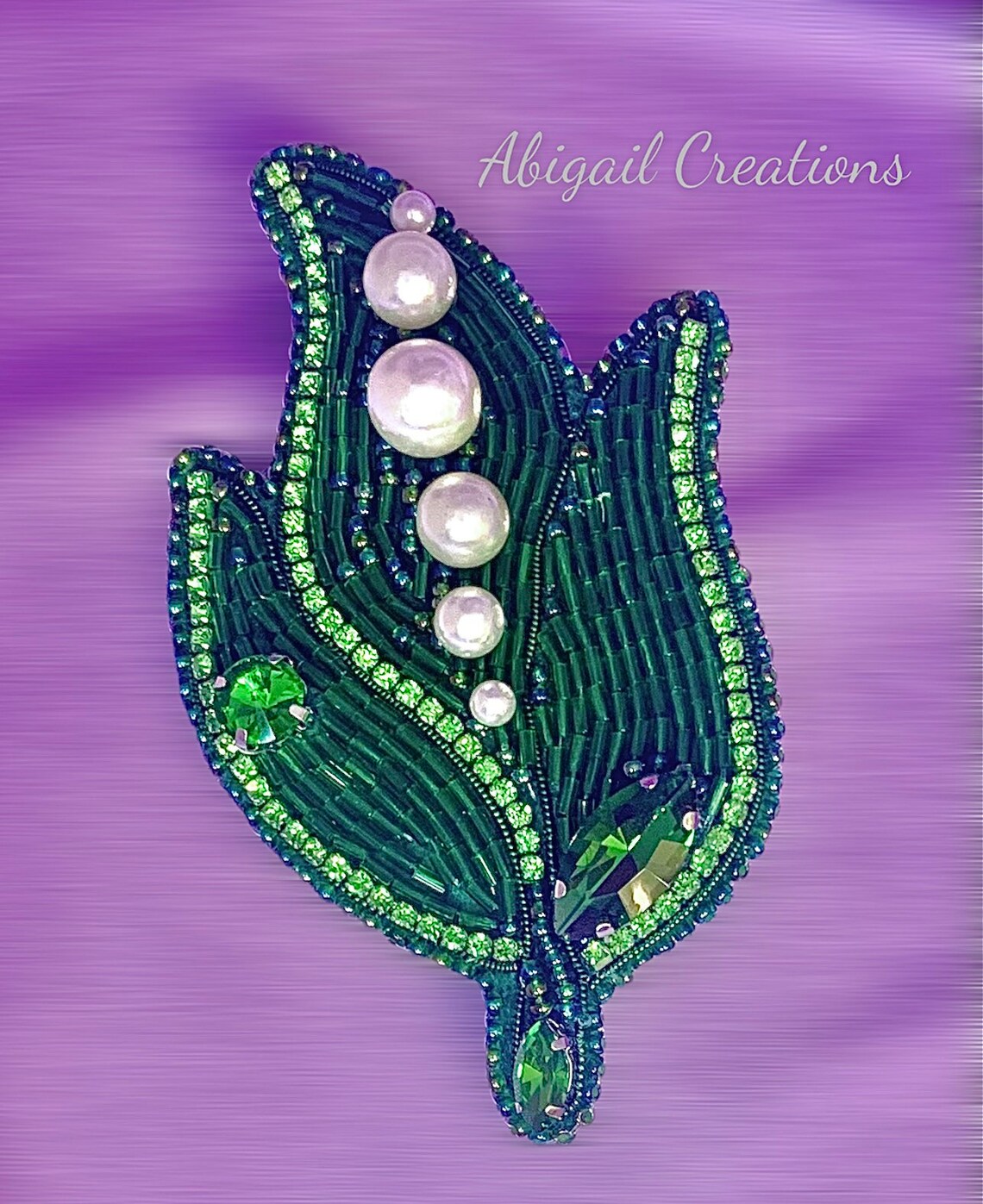 Beautifully Beaded Brooch Leaf With Pearls Lily of the Etsy