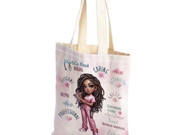 Medical Assistant Cotton Canvas Tote Bag: Scrub Girl Print