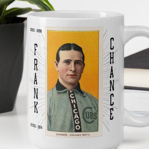 Caneca de café Chicago Cubs - Cartão de beisebol - Frank Chance T206 Series 1909 - 1911 - Caneca MLB - PSA - Caneca Chicago - Série de beisebol vintage