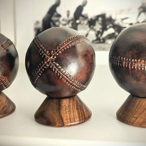 Baseball Display Stand Beautiful Wood Stained Baseball Stand Wooden Display for Baseball Baseball Holder Father's Day Gift for Him image 5