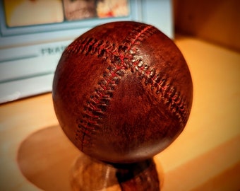 Baseball - Mahogany Vintage Leather Baseball - Office Display - Kids Room - Baby Nursery - Best Gift - Handmade Decoration