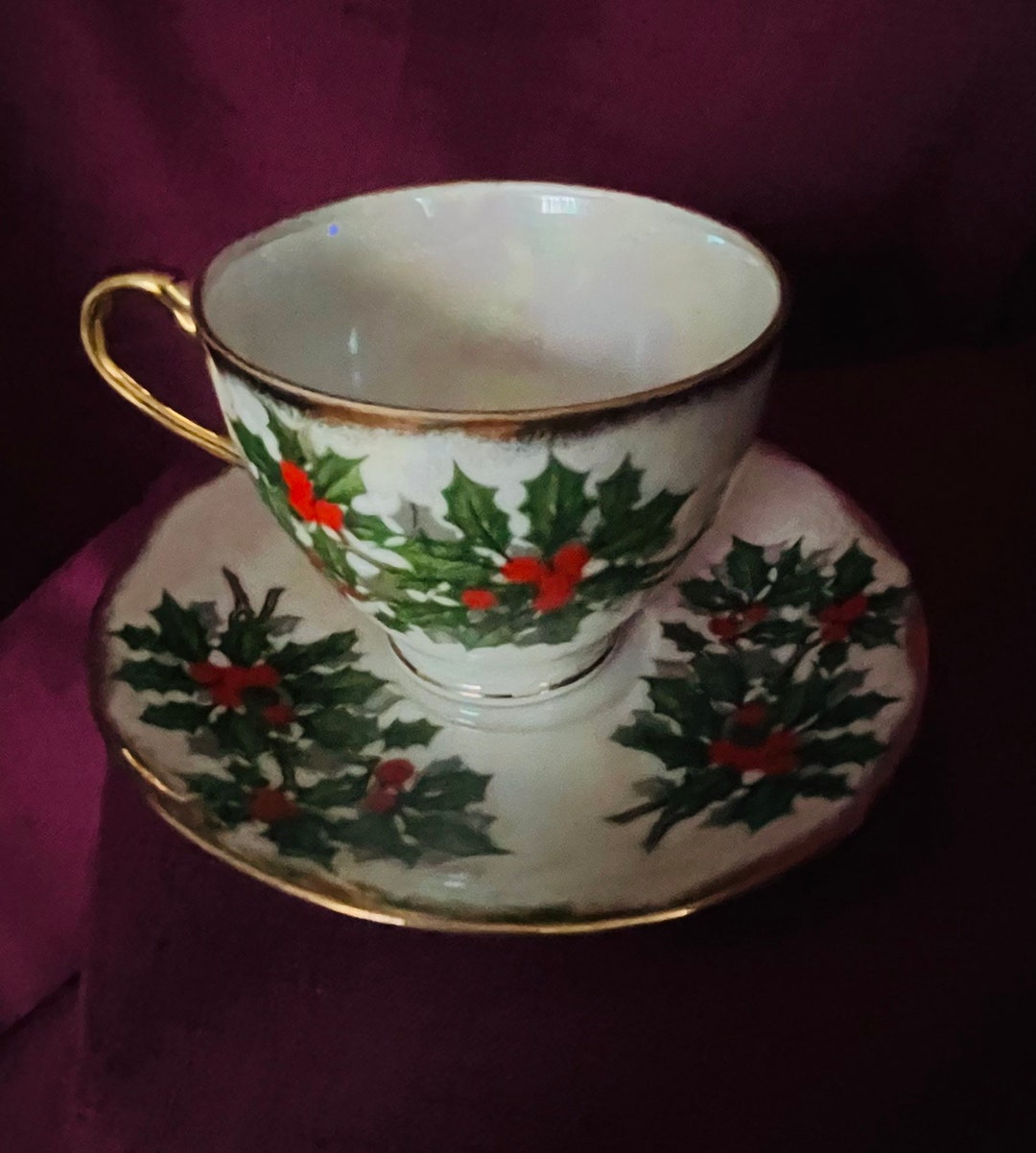 Vintage Christmas Teacup and Saucer Etsy