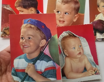 Set of 5 unposted photo postcards of boys / 1970's children postcards / Italian postcards