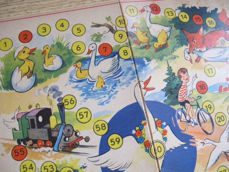 Vintage German Children's game board / Game of the Goose / Etsy