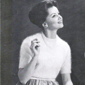 Patrón de tejido para suéter vintage de angora: tallas de mujer 12-18 (patrón en PDF)