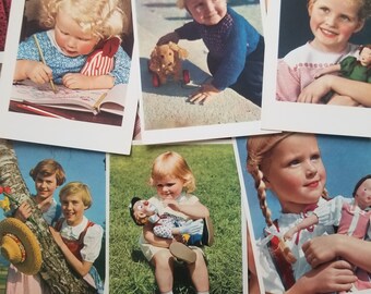 Set of 5 photo postcards featuring children / Printed in Germany children playing photo postcards / obp