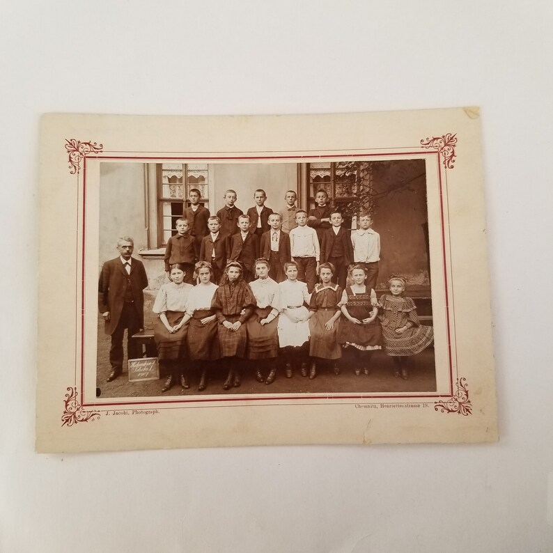 Jacobi photographer Chemnitz Henriettenstrasse 19 1907 Hohenstein Selecta I school photo Antique class photo J