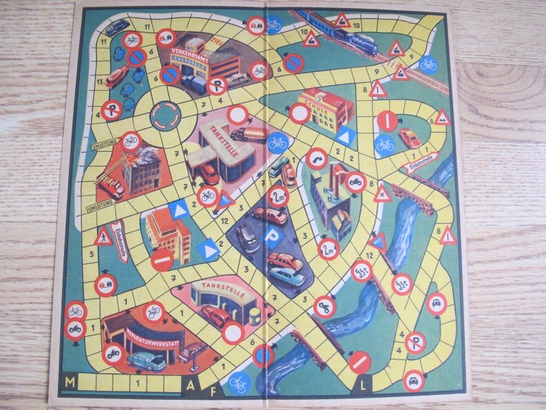 Vintage German Children's game board / Game of the Goose / Etsy