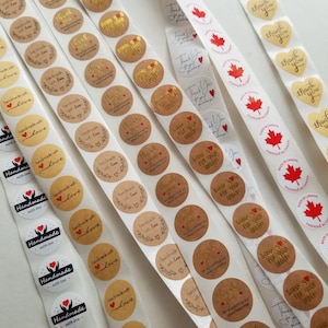 Thank you small business stickers / Handmade with love stickers / Made in Canada stickers / 1 inch stickers / Store stickers