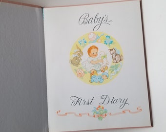 Baby's First Diary / Vintage Pink Baby Keepsake book