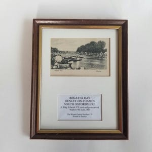 Carte postale encadrée Henley-on-Thames de 1907 - Cachet de la poste Marlow 9 juillet 1907 - Timbre d'un demi-penny du roi Édouard VII