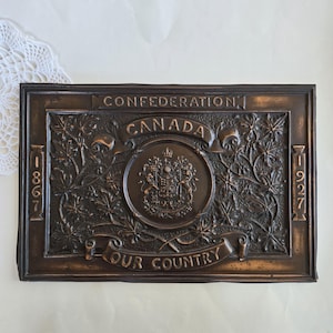 1927 Confederation Canada Diamond Jubilee Commemorative Plaque / Canadian wall decor