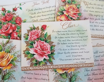 Set of 5 Jon Gilbert poem cards / Christian correspondence notes / Rose Religious cards