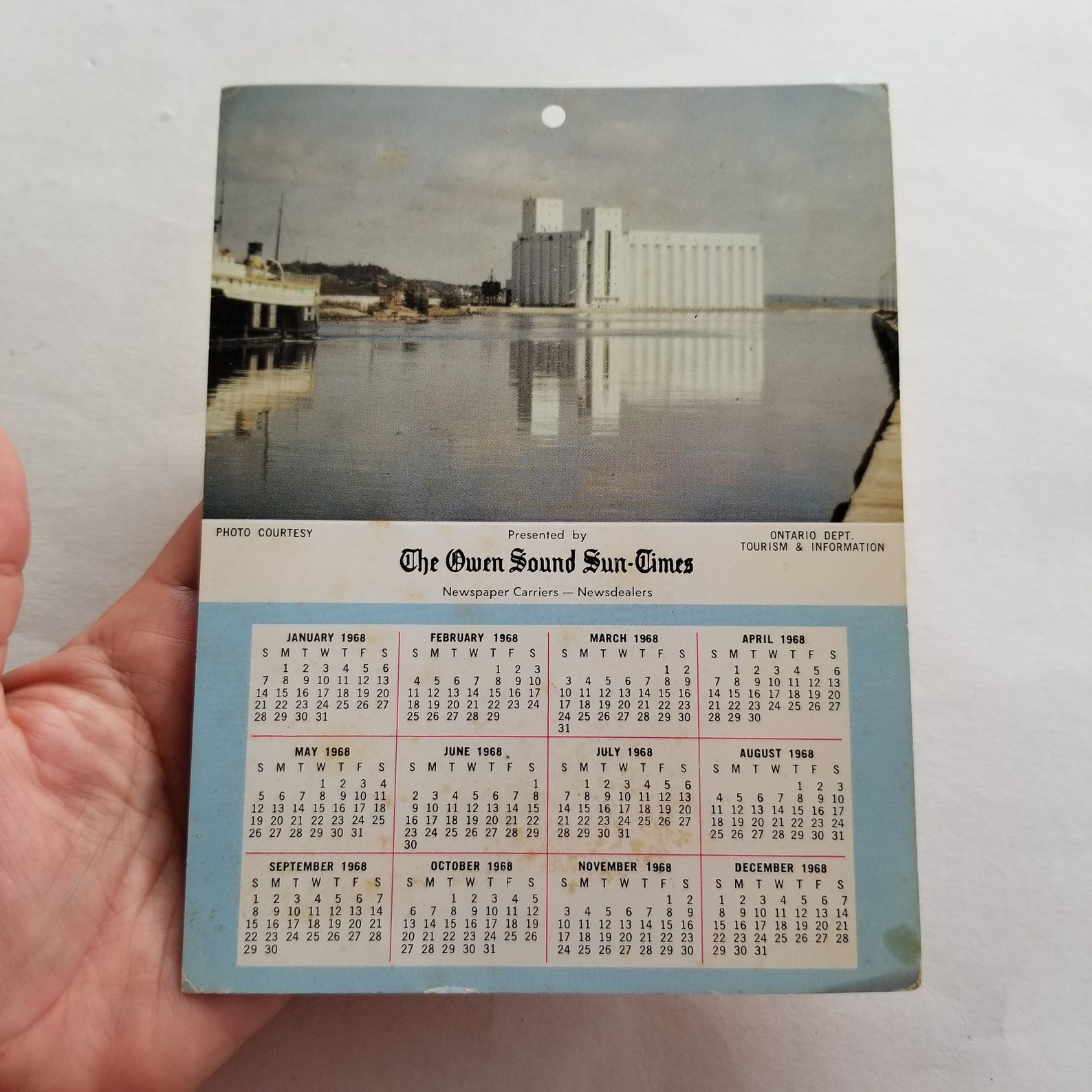 Vintage 1968 Owen Sound calendar / Owen Sound SunTimes Etsy