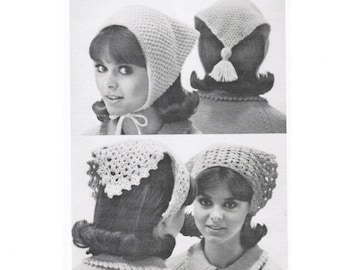 Vintage Knit & Crochet Head Scarf Pattern: Triangle Kerchief (PDF Pattern)