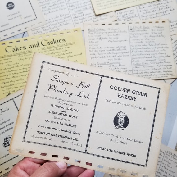 vintage 1950 s recipe cards 5 pieces vintage sudbury etsy