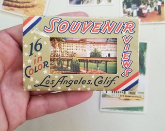 Souvenir Views Los Angeles California / 16 small colour pictures 1940's