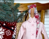 Santa Claus Tilda rag doll in pyjamas Scandinavian decor Christmas tree kid gift Stuffed elf toy Soft gnome Red white nordic Santa primitive