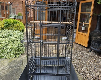 Yaheetech 63"H Extra Large Rolling Metal Bird Cage with Open Playtop, Black 6 months Old Collection Only