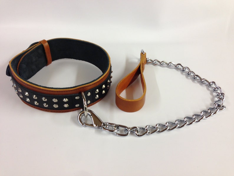 Hand Made Heavy Duty Studded Leather Dog Collar With 30 Inch Etsy