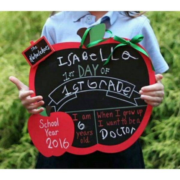 First Day of School Chalkboard Sign- First/ Last Day- Personalized Chalkboard Sign- Apple Chalkboard Sign- Reusable First Day of School Sign