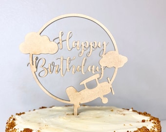 Up Up And Away, Airplane Themed Happy Birthday Cake Topper