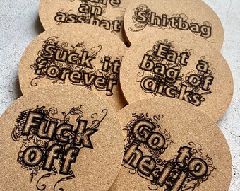 Swear Word Cork Coasters Set of Six