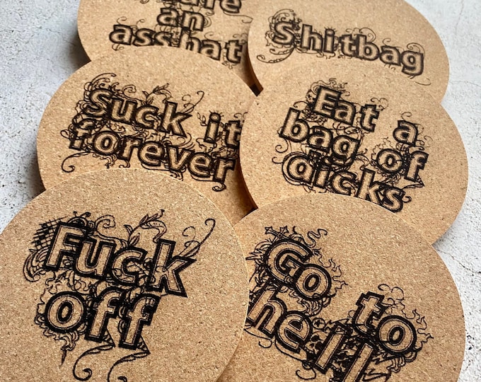 Swear Word Cork Coasters Set of Six
