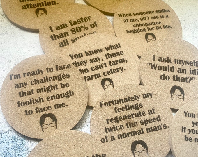 The Office, Dwight Schrute Quote Cork Coasters Set of Ten