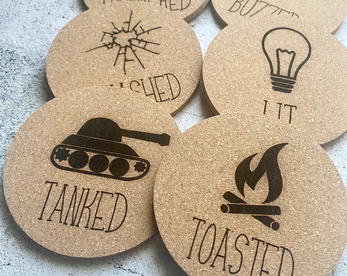 Buzzed Funny Cork Coasters Set