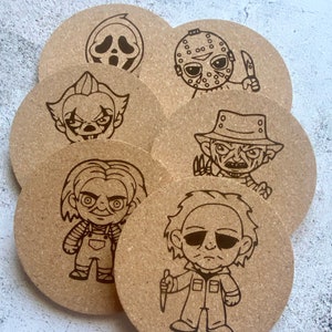 Set of Six Horror Movie Cork Coasters