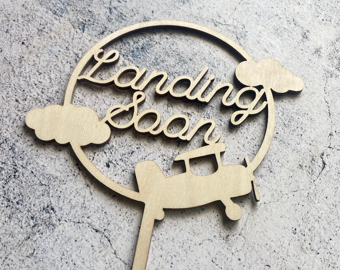 Landing Soon Airplane Cake Topper
