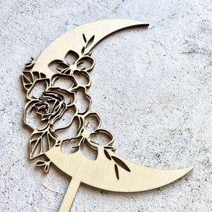 Boho Floral Moon Cake Topper