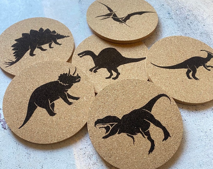 Dinosaur Cork Coasters Set of Six