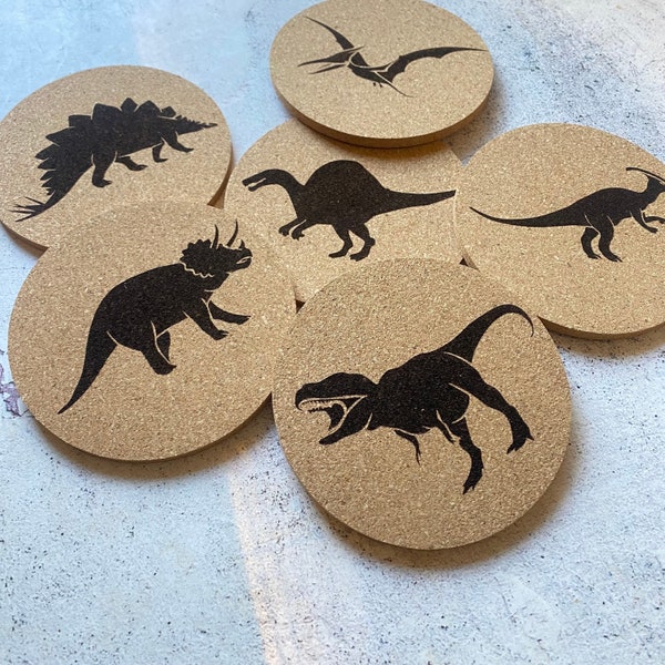 Dinosaur Cork Coasters Set of Six