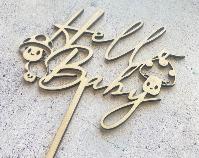 Hello Baby Mushroom Woodland Cake Topper