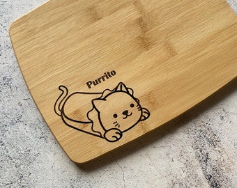 Purrito Cat Burrito Bamboo Cutting Board