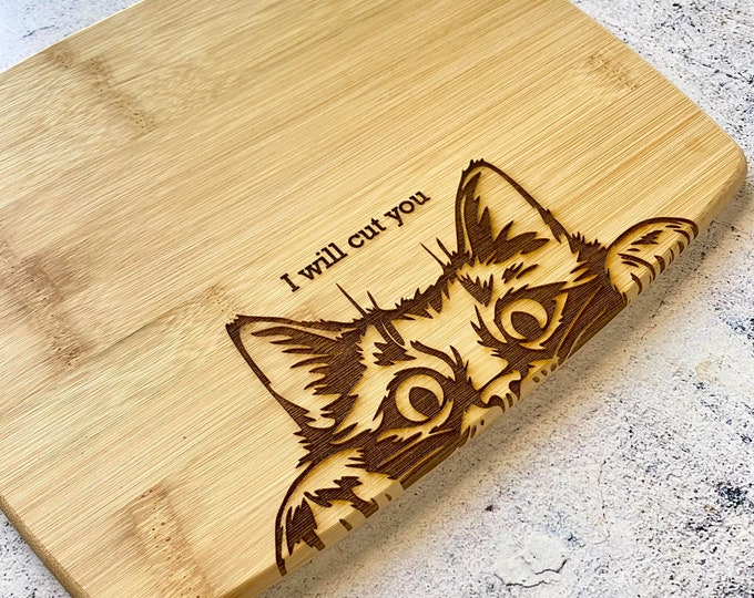 Evil Cat Bamboo Cutting Board