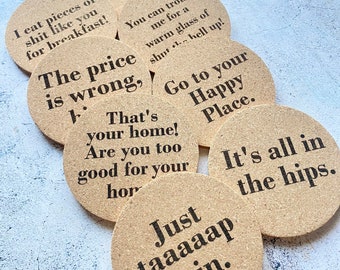 Happy Gilmore Quote Cork Coaster Set