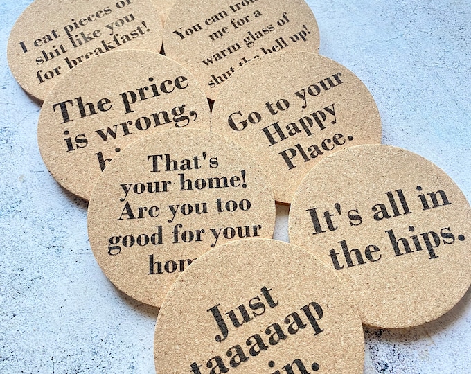 Happy Gilmore Quote Cork Coaster Set