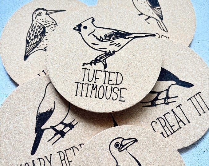 Naughty Birds Cork Coasters Set of Six